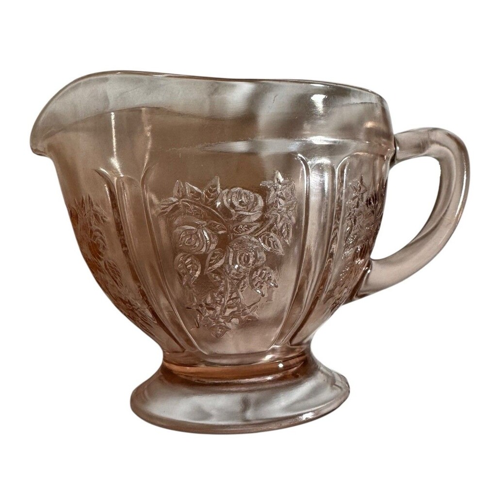 Depression Glass Creamer Sharon Cabbage Rose Pink Vintage‎ 1930s